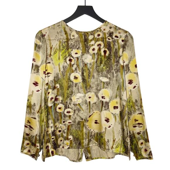 Vintage Long Sleeve Blouse Green Brown Print Bill Blass Womens Size Medium - Picture 1 of 9